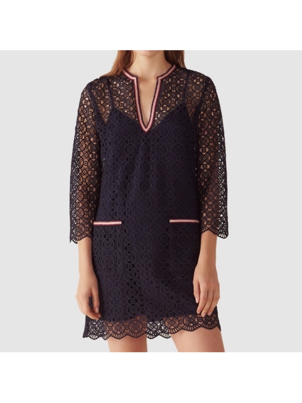 Sandro Navy Lace Mini Dress
